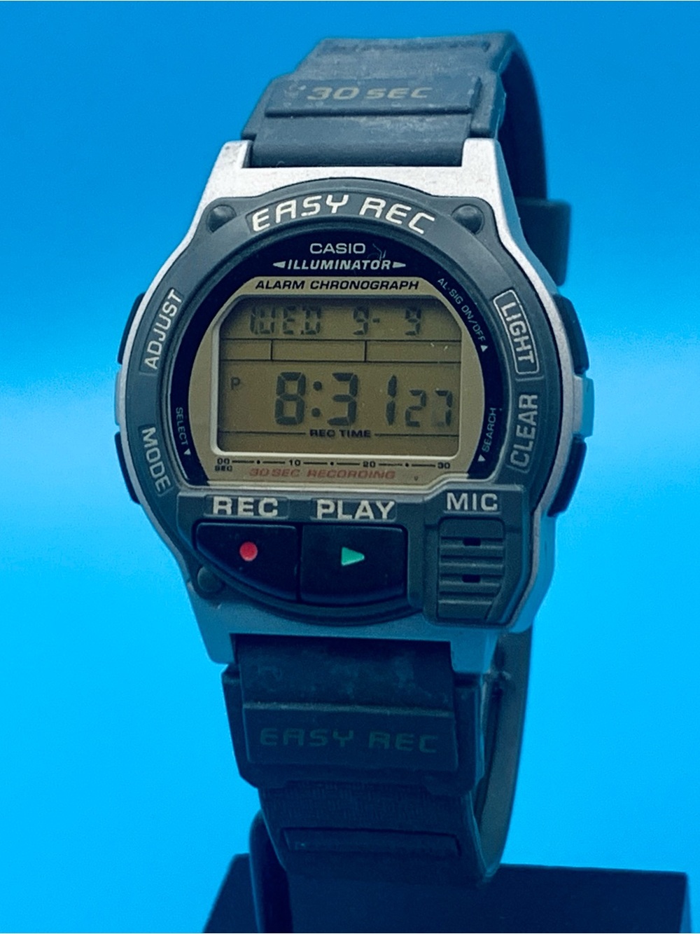CASIO F-V3(1589) Men’s Rare Vintage Watch 30 Sec Voice Recorder Working New Batt